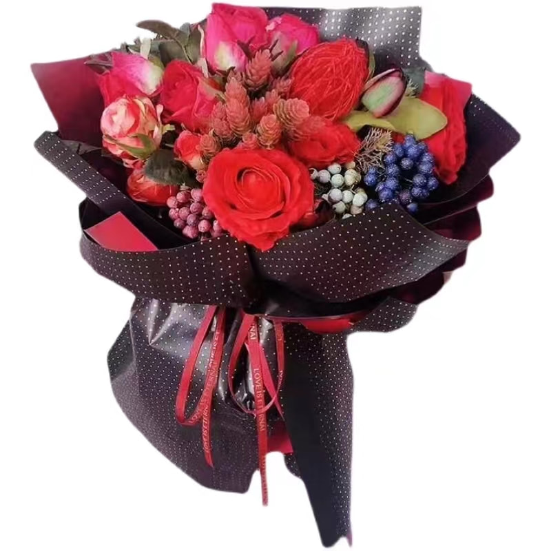 MYHC-34 Punktdekoration, doppelseitige, zweifarbige, aluminiumbeschichtete Baumwollblumen-Verpackungsfolie