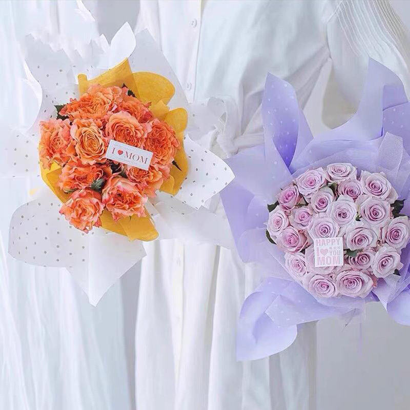 MYHC-37 Geschenkpapier mit einfarbigen Punkten aus Baumwolle und Blumen