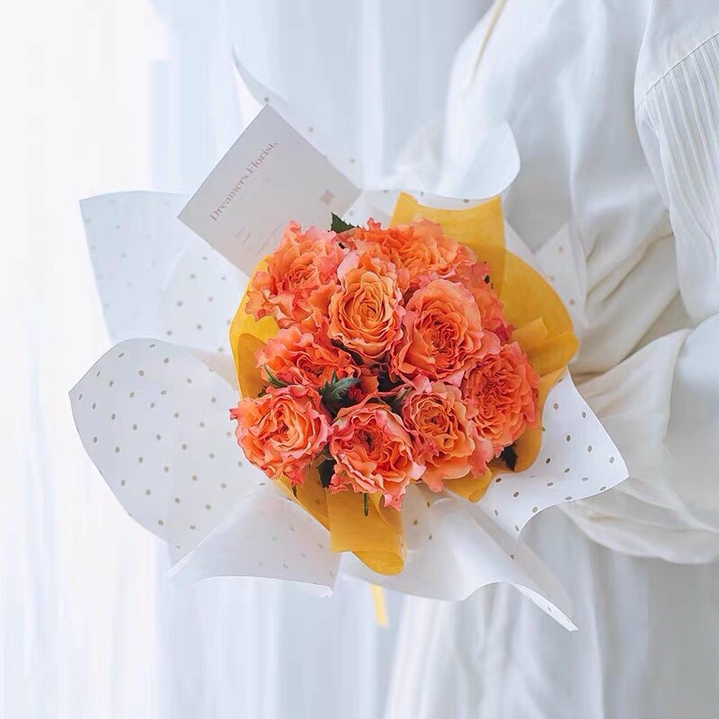 MYHC-37 Geschenkpapier mit einfarbigen Punkten aus Baumwolle und Blumen