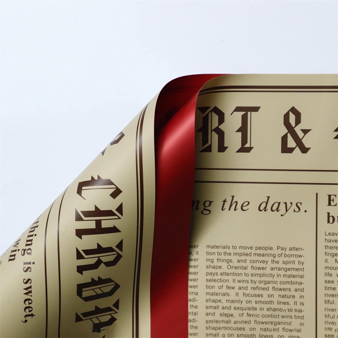 MYHC-41 Einseitiges Geschenkpapier aus Rindsleder mit Blumen im Zeitungsstil