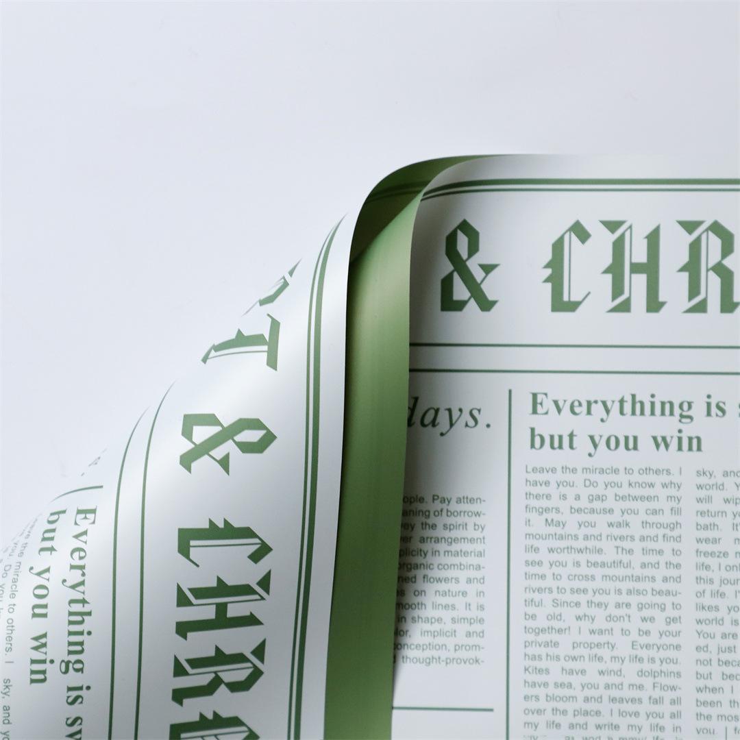 MYHC-41 Einseitiges Geschenkpapier aus Rindsleder mit Blumen im Zeitungsstil