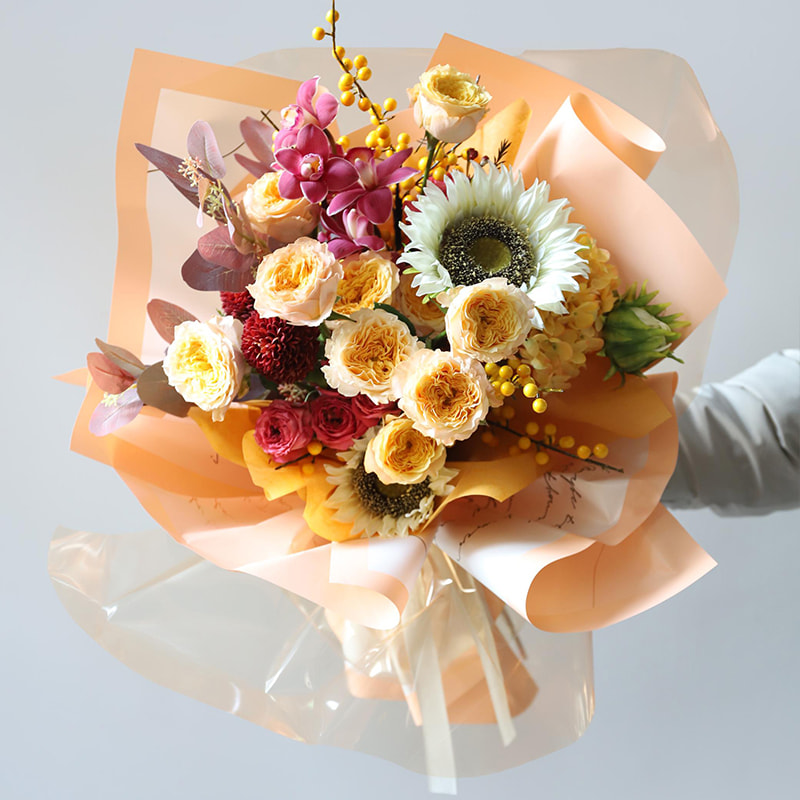 MYHC-42 Schlichtes Geschenkpapier mit kontrastierendem Rand aus Baumwolle und Blumen