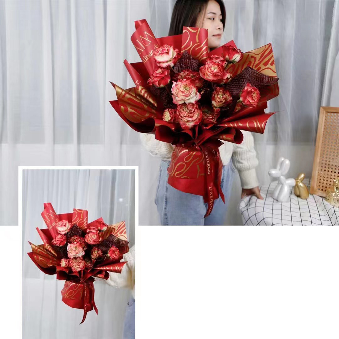MYHC-44 Moderne Verpackungsfolie aus Rindsleder mit Blumen im Graffiti-Stil