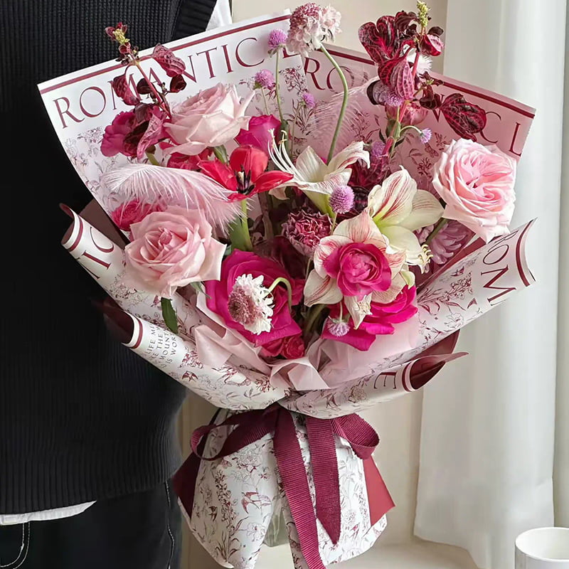 MYHC-49 Einseitiges Geschenkpapier mit frischem, mattem Blumenmuster