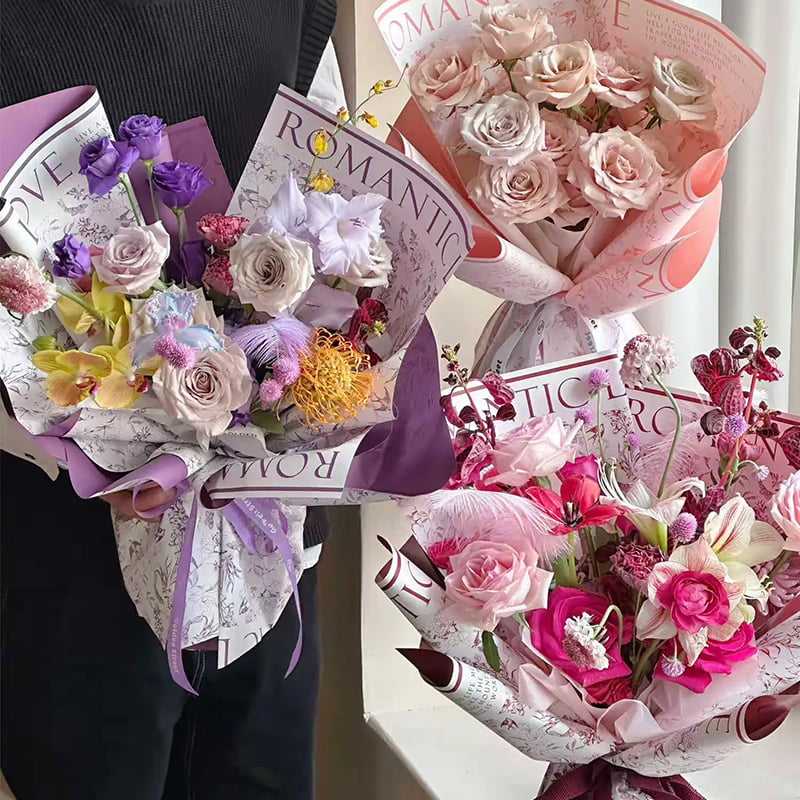 MYHC-49 Einseitiges Geschenkpapier mit frischem, mattem Blumenmuster