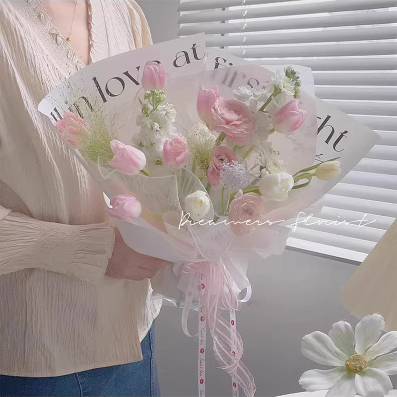 MYHC-53 Einseitige Liebe auf den ersten Blick, englische Dekoration, Blumen-Geschenkpapier aus Kunststoff