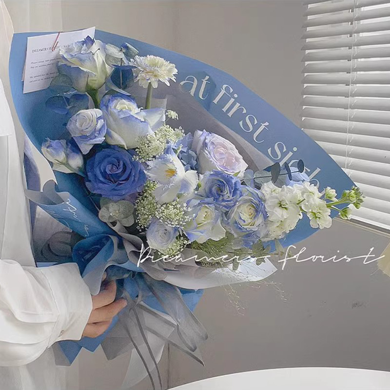 MYHC-53 Einseitige Liebe auf den ersten Blick, englische Dekoration, Blumen-Geschenkpapier aus Kunststoff