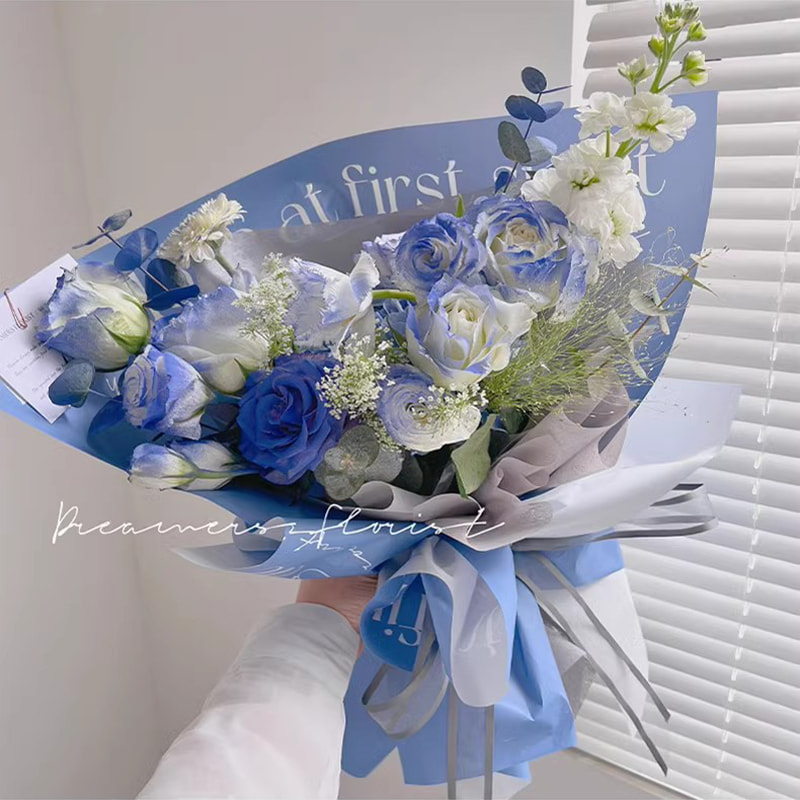 MYHC-53 Einseitige Liebe auf den ersten Blick, englische Dekoration, Blumen-Geschenkpapier aus Kunststoff