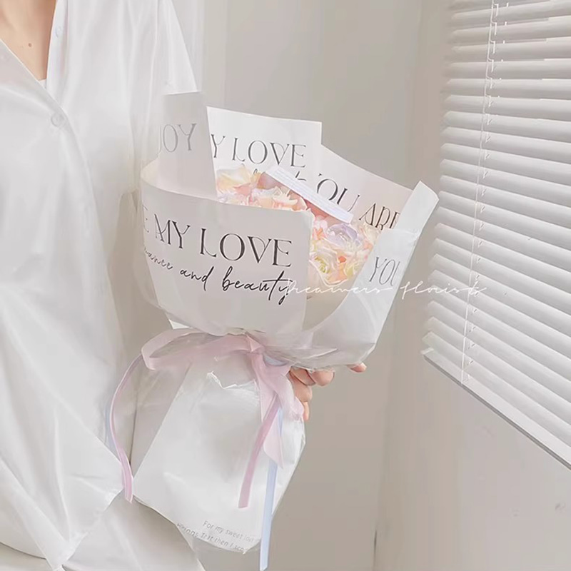MYHC-53 Einseitige Liebe auf den ersten Blick, englische Dekoration, Blumen-Geschenkpapier aus Kunststoff