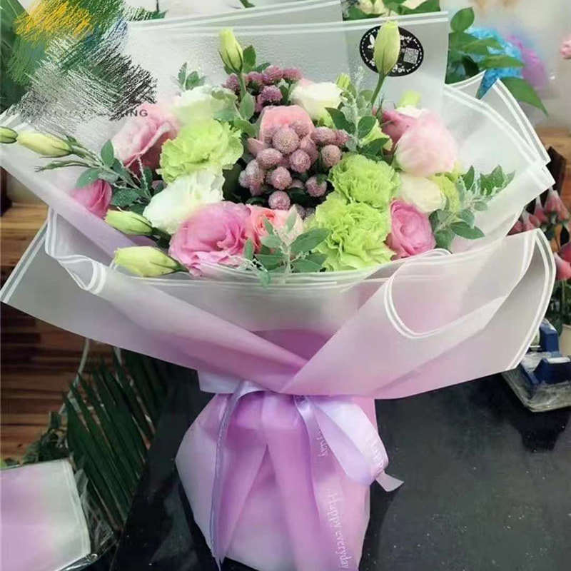 MYHC-54 Einseitige Kunststoff-Blumenverpackungsfolie mit doppelter weißer Linienkante und Farbverlauf