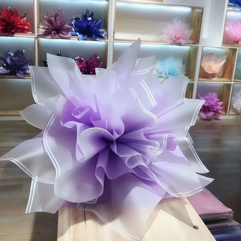 MYHC-54 Einseitige Kunststoff-Blumenverpackungsfolie mit doppelter weißer Linienkante und Farbverlauf