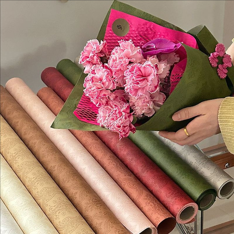 MYHC-56 Geschenkpapier mit Reliefdruck, einfarbig, Baumwollblumen