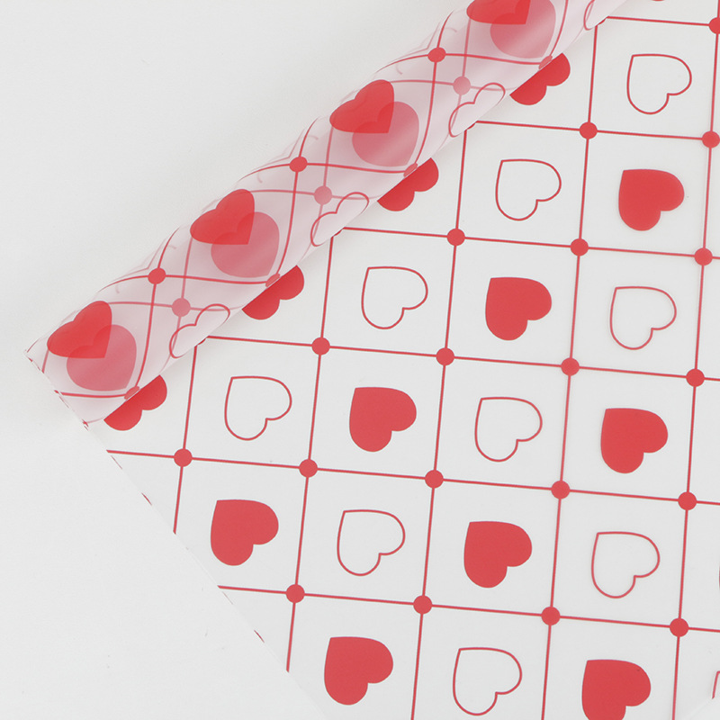 MYHC-60 Monochrome Love Plaid Pattern Transparente Blumenverpackungsfolie