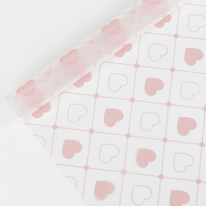 MYHC-60 Monochrome Love Plaid Pattern Transparente Blumenverpackungsfolie