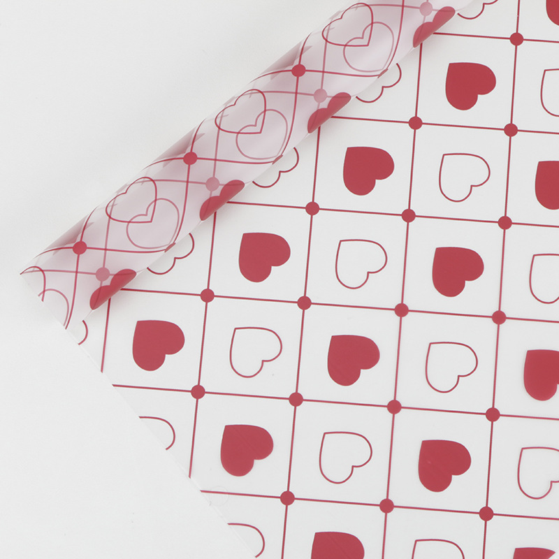 MYHC-60 Monochrome Love Plaid Pattern Transparente Blumenverpackungsfolie