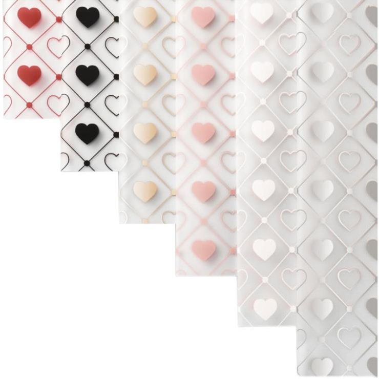 MYHC-60 Monochrome Love Plaid Pattern Transparente Blumenverpackungsfolie