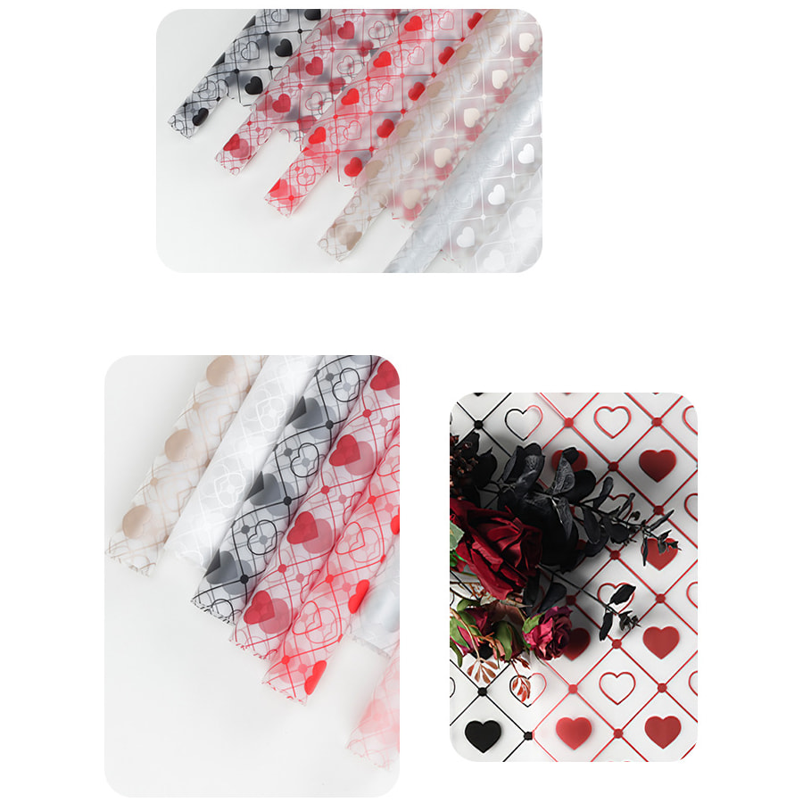 MYHC-60 Monochrome Love Plaid Pattern Transparente Blumenverpackungsfolie
