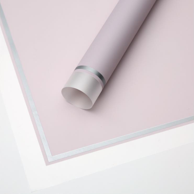 MYHC-61 Geschenkpapier mit weißem Rand und goldenem Rand, matte Folie, mattes Blumen-Geschenkpapier