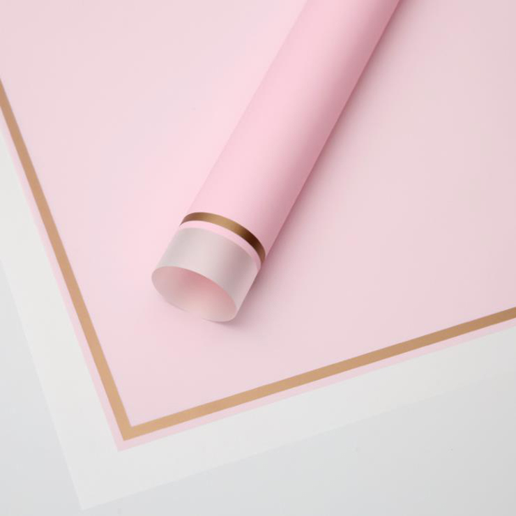 MYHC-61 Geschenkpapier mit weißem Rand und goldenem Rand, matte Folie, mattes Blumen-Geschenkpapier