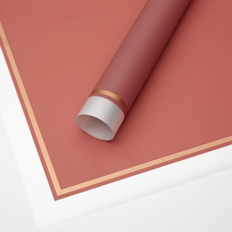 MYHC-61 Geschenkpapier mit weißem Rand und goldenem Rand, matte Folie, mattes Blumen-Geschenkpapier