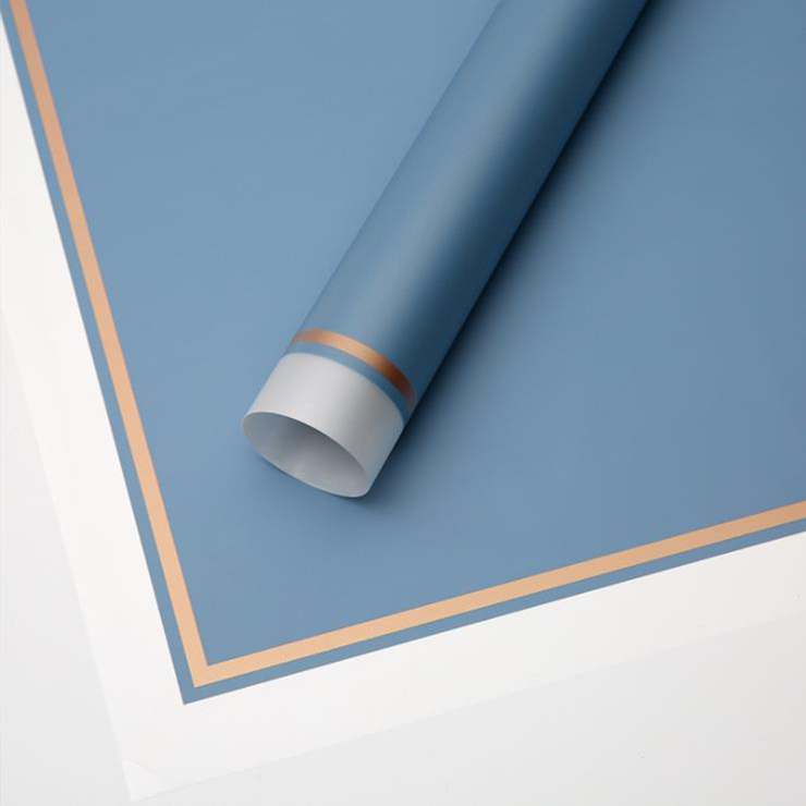MYHC-61 Geschenkpapier mit weißem Rand und goldenem Rand, matte Folie, mattes Blumen-Geschenkpapier