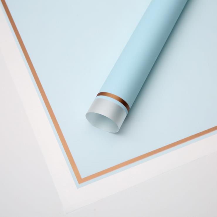 MYHC-61 Geschenkpapier mit weißem Rand und goldenem Rand, matte Folie, mattes Blumen-Geschenkpapier