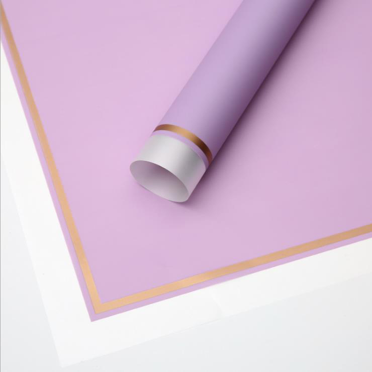 MYHC-61 Geschenkpapier mit weißem Rand und goldenem Rand, matte Folie, mattes Blumen-Geschenkpapier