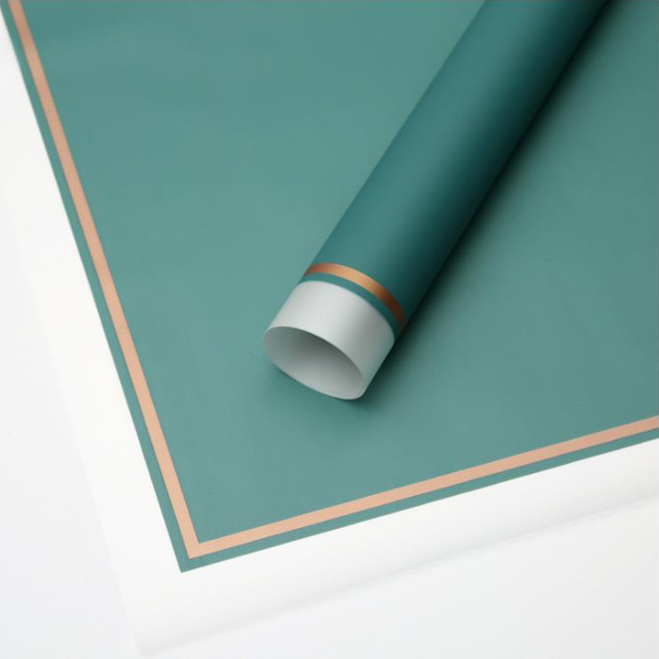 MYHC-61 Geschenkpapier mit weißem Rand und goldenem Rand, matte Folie, mattes Blumen-Geschenkpapier
