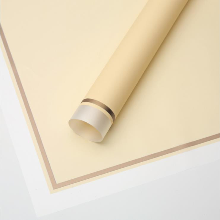 MYHC-61 Geschenkpapier mit weißem Rand und goldenem Rand, matte Folie, mattes Blumen-Geschenkpapier