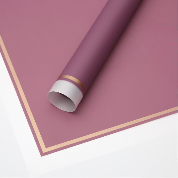 MYHC-61 Geschenkpapier mit weißem Rand und goldenem Rand, matte Folie, mattes Blumen-Geschenkpapier