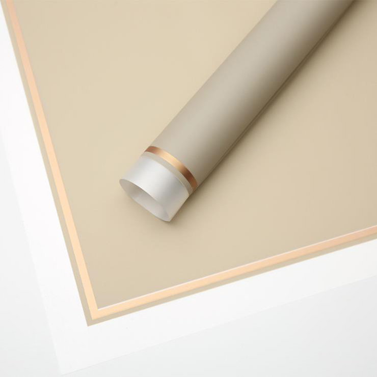MYHC-61 Geschenkpapier mit weißem Rand und goldenem Rand, matte Folie, mattes Blumen-Geschenkpapier