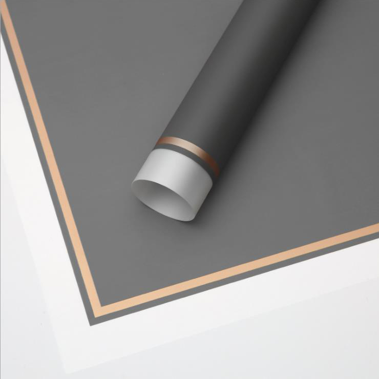 MYHC-61 Geschenkpapier mit weißem Rand und goldenem Rand, matte Folie, mattes Blumen-Geschenkpapier