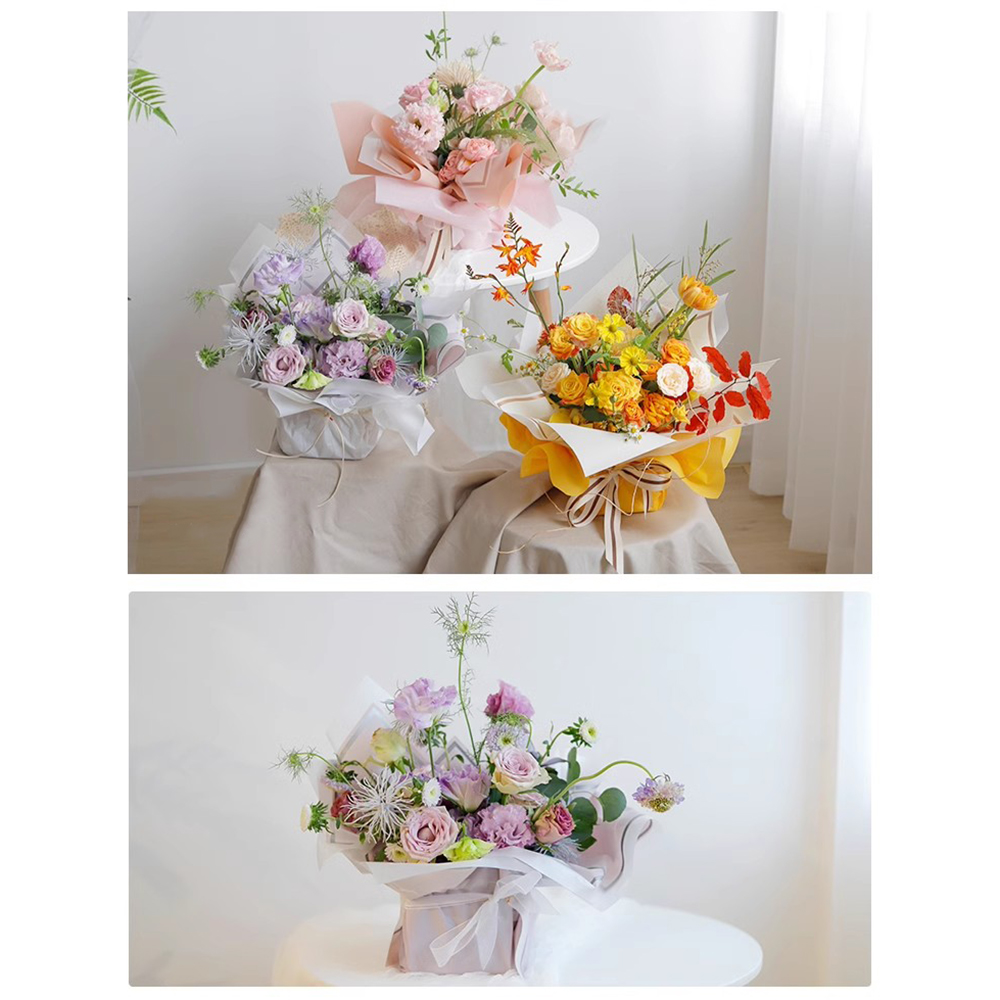 MYHC-61 Geschenkpapier mit weißem Rand und goldenem Rand, matte Folie, mattes Blumen-Geschenkpapier