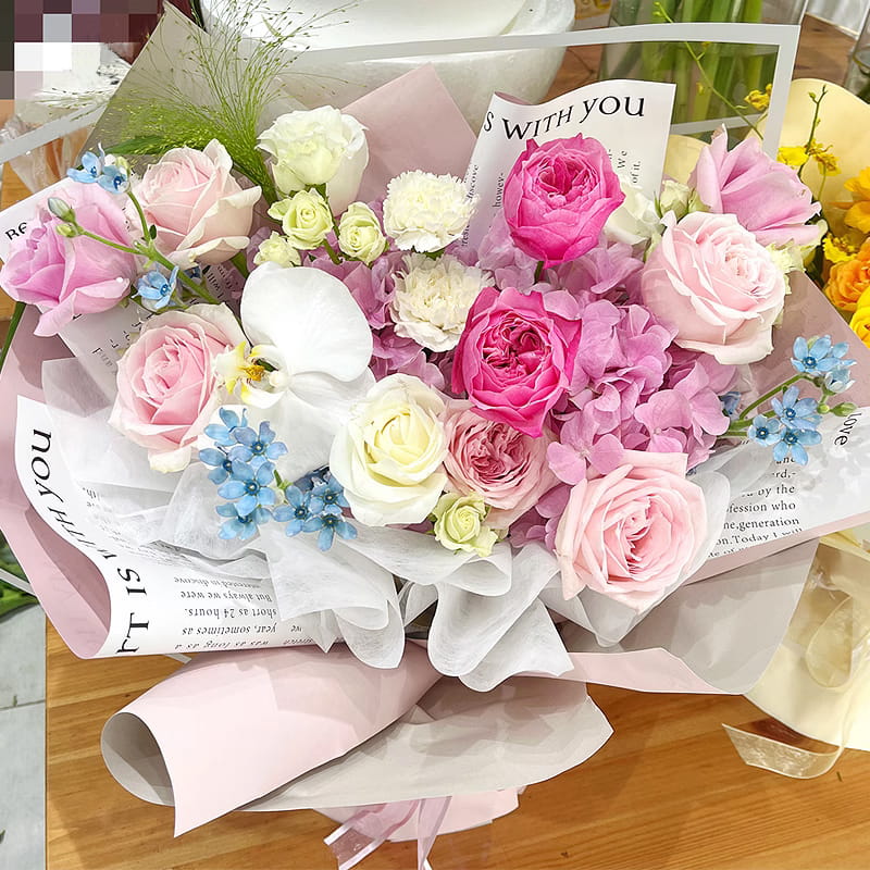 MYHC-64 Einseitige weiße englische Zeitung, Perlglanzfolie, Rindsleder-Blumenverpackungsfolie
