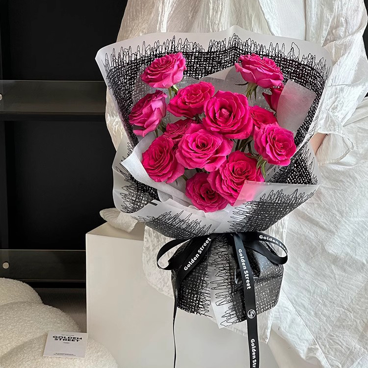 MYHC-67 Kunststoff-Blumenverpackungsfolie mit transparentem Boden, einfarbig, gewebtes Stoffmuster