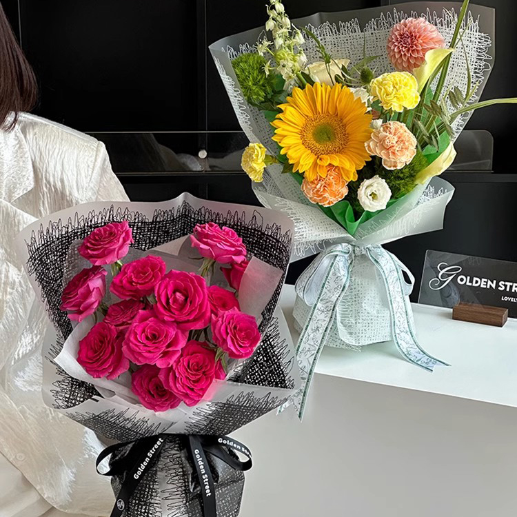 MYHC-67 Kunststoff-Blumenverpackungsfolie mit transparentem Boden, einfarbig, gewebtes Stoffmuster