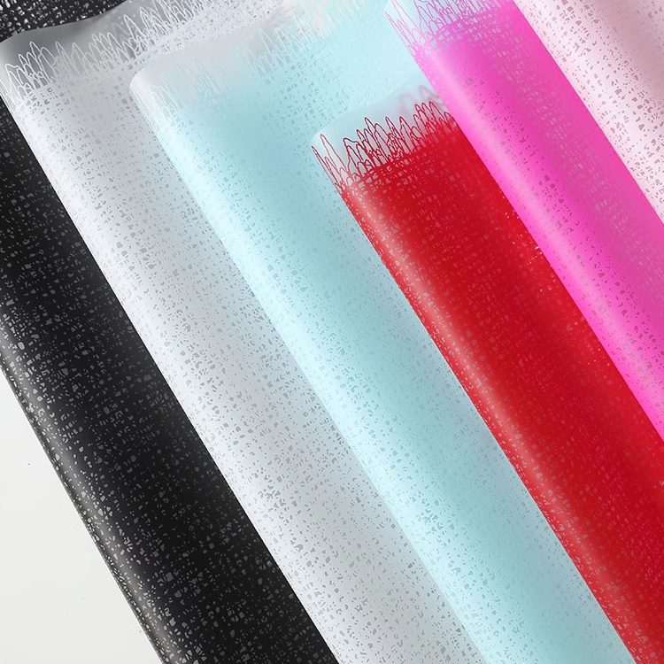 MYHC-67 Kunststoff-Blumenverpackungsfolie mit transparentem Boden, einfarbig, gewebtes Stoffmuster