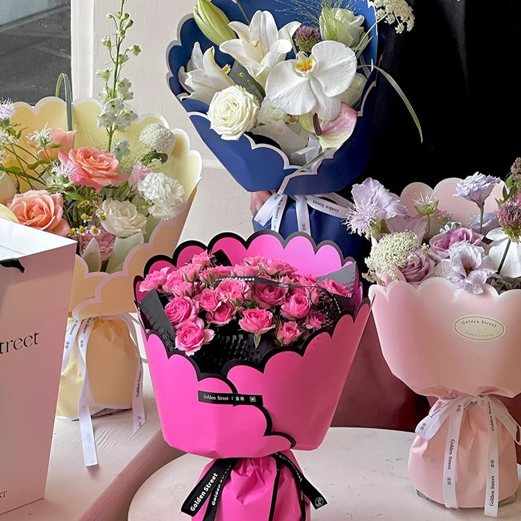 MYHC-71 Monochromes, blütenblattförmiges Baumwollblumen-Geschenkpapier