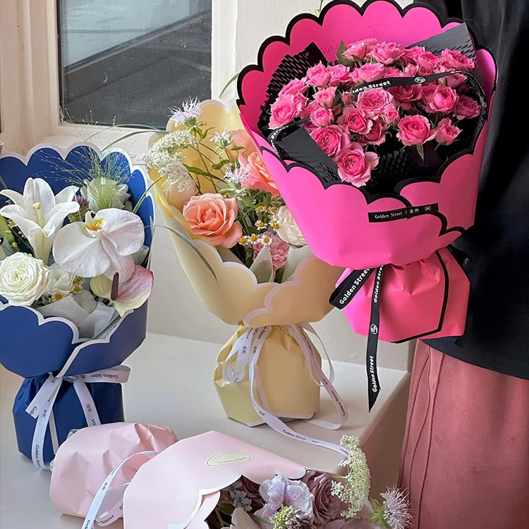 MYHC-71 Monochromes, blütenblattförmiges Baumwollblumen-Geschenkpapier