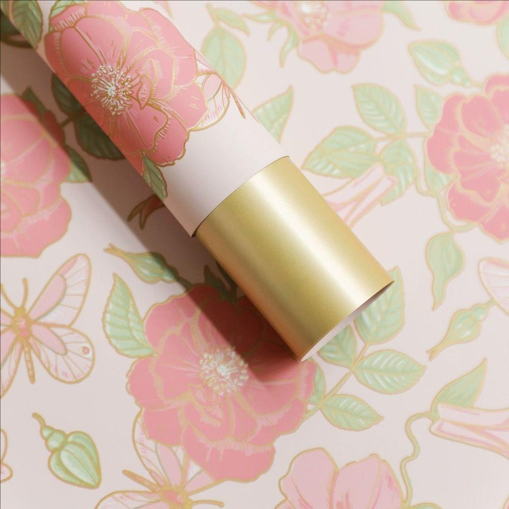 MYHC-76 Goldkantiges Geschenkpapier mit Vintage-Kamelienmuster, Perlglanzfolie und Blumen