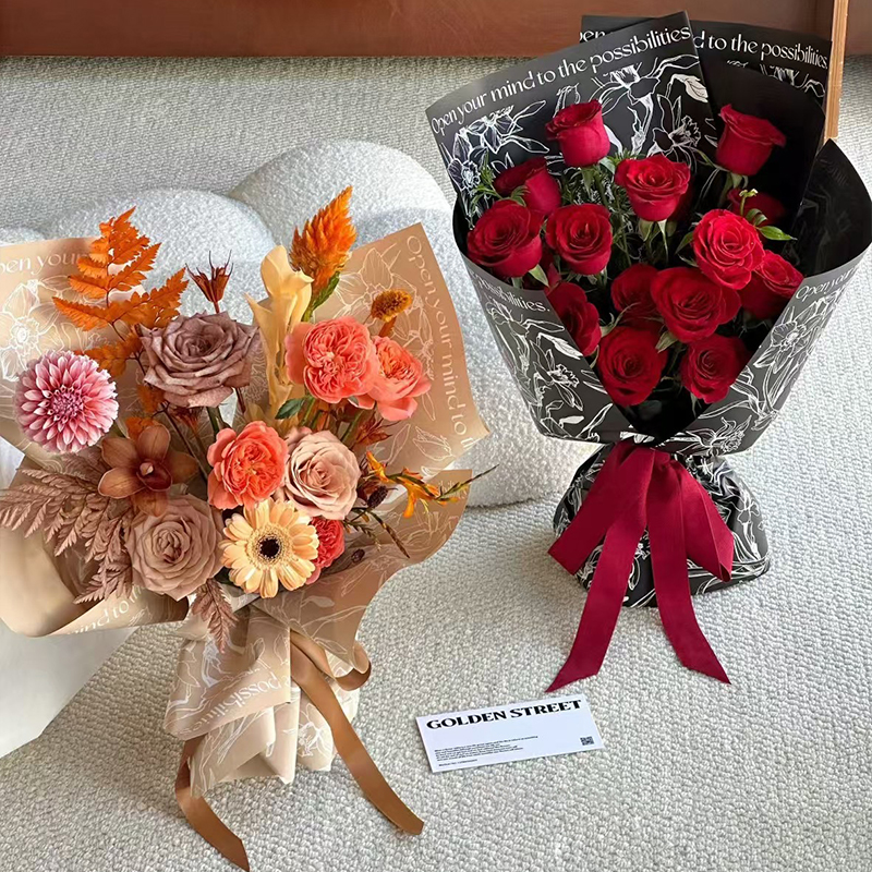 MYHC-77 Daffodils Lines Bopp Blumen-Geschenkpapier mit Perlglanzfolie