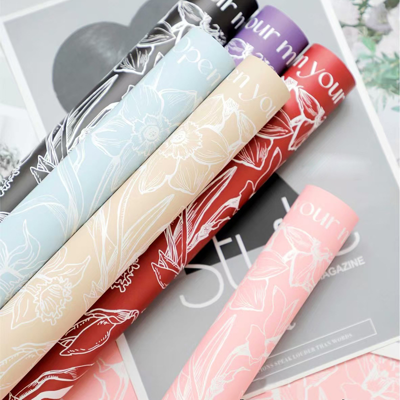 MYHC-77 Daffodils Lines Bopp Blumen-Geschenkpapier mit Perlglanzfolie