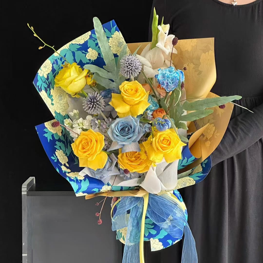 MYHC-78 Geschenkpapier mit goldenem Rand, Pfingstrosenmuster, Perlglanzfolie im chinesischen Stil