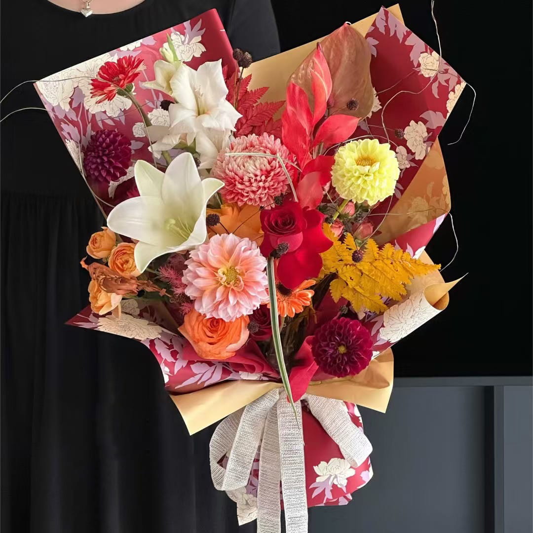 MYHC-78 Geschenkpapier mit goldenem Rand, Pfingstrosenmuster, Perlglanzfolie im chinesischen Stil