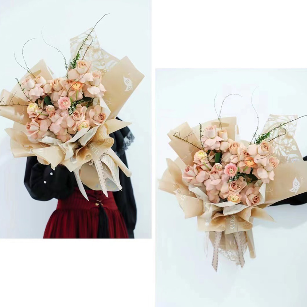 Wasserdichte Blumenstraußverpackung aus Nossa-Papier mit einseitiger Beschichtung und ausgehöhltem Schmetterlingsdruckdesign