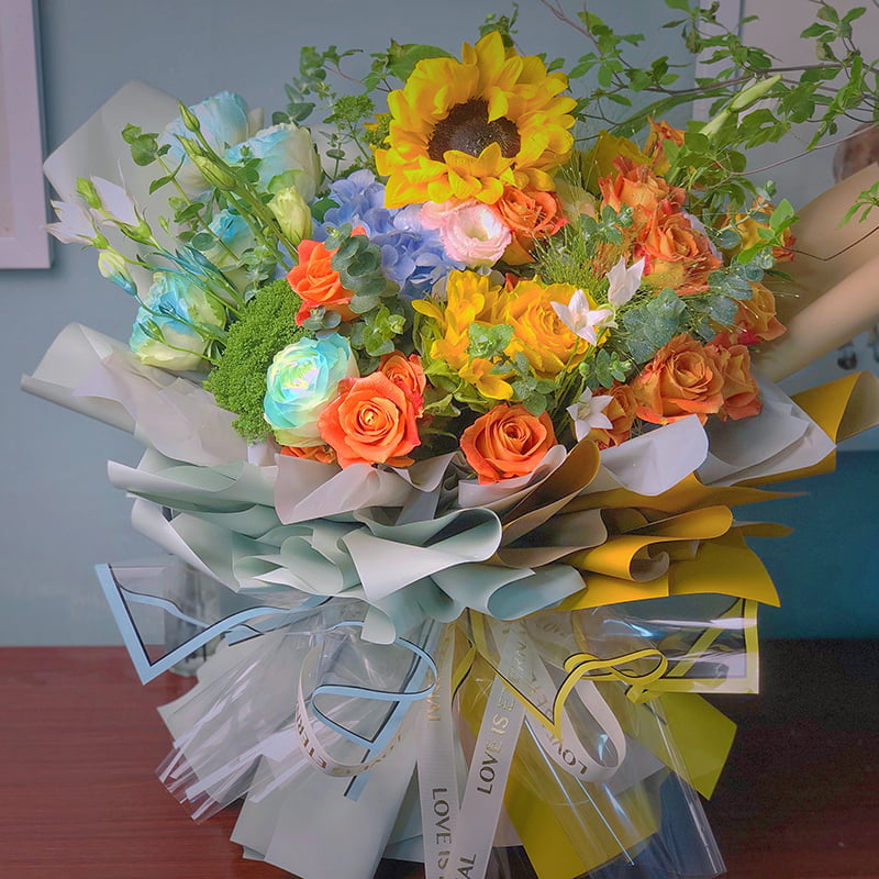 Halbtransparentes, mattes, wasserfestes Blumen-Geschenkpapier mit silbernem Rand und silbernen Ionen