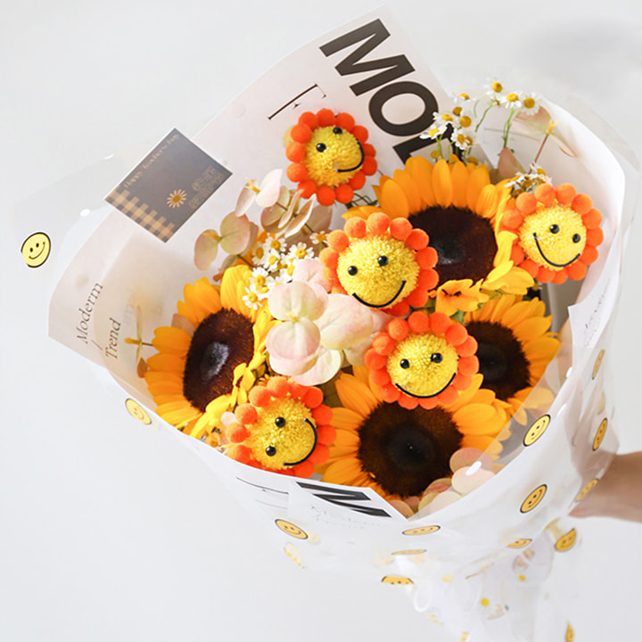 OPP Zellophan-Geschenkpapier mit lächelndem Gesicht und Blumen