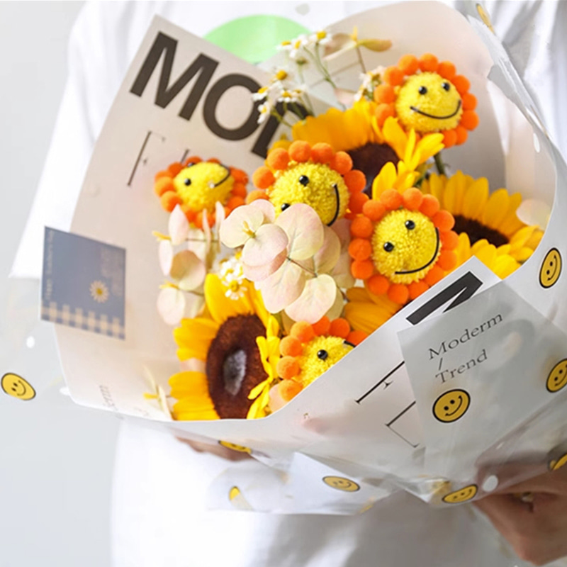 OPP Zellophan-Geschenkpapier mit lächelndem Gesicht und Blumen
