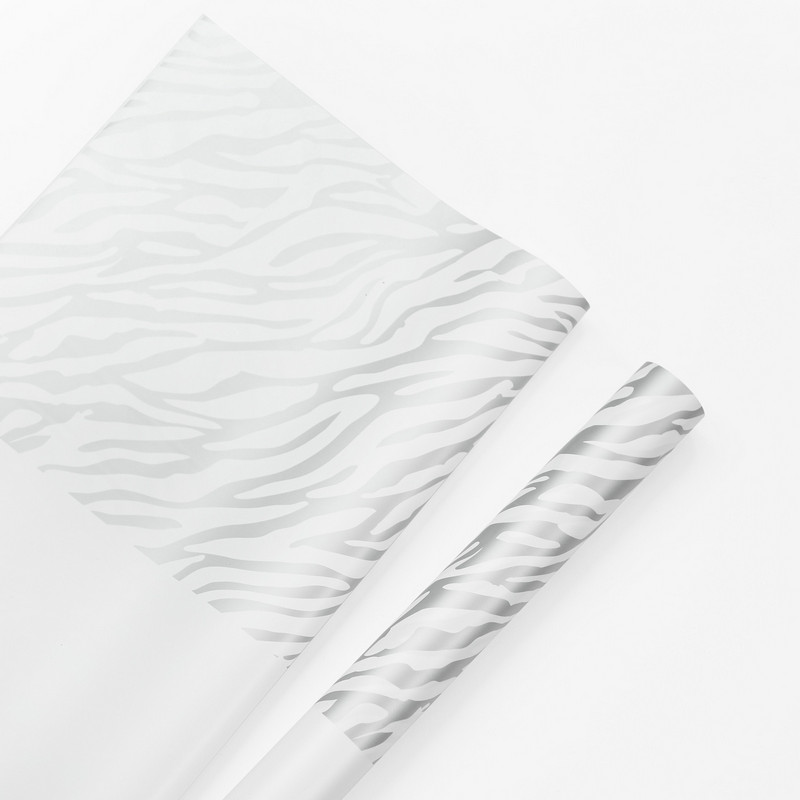 Geschenkpapier mit sechsfarbigen Blumen und Zebramuster