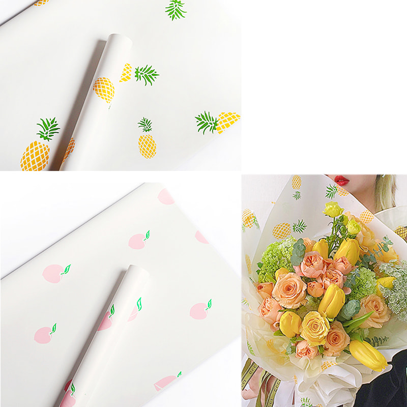 Einfaches Blumenstrauß-Geschenkpapier mit Fruchtmuster